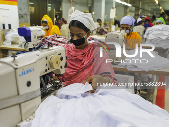 Ready made garments workers works in a garments factory in Dhaka on July 25, 2020. (