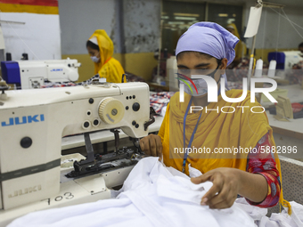 Ready made garments workers works in a garments factory in Dhaka on July 25, 2020. (