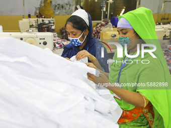 Ready made garments workers works in a garments factory in Dhaka on July 25, 2020. (