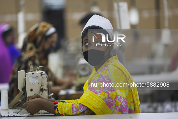 Ready made garments workers works in a garments factory in Dhaka on July 25, 2020. 