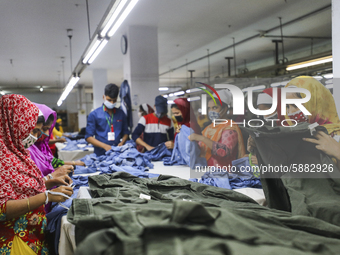 Ready made garments workers works in a garments factory in Dhaka on July 25, 2020. (