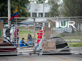 Students of the National University of Colombia 'Universidad Nacional de Colombia' in Bogota protest by setting a campsite inside campus for...