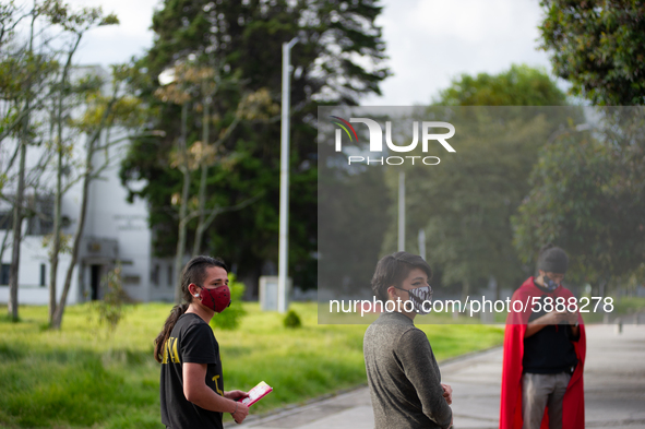 Students of the National University of Colombia 'Universidad Nacional de Colombia' in Bogota protest by setting a campsite inside campus for...