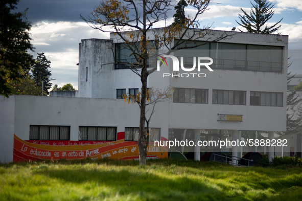 Students of the National University of Colombia 'Universidad Nacional de Colombia' in Bogota protest by setting a campsite inside campus for...