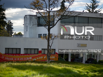 Students of the National University of Colombia 'Universidad Nacional de Colombia' in Bogota protest by setting a campsite inside campus for...