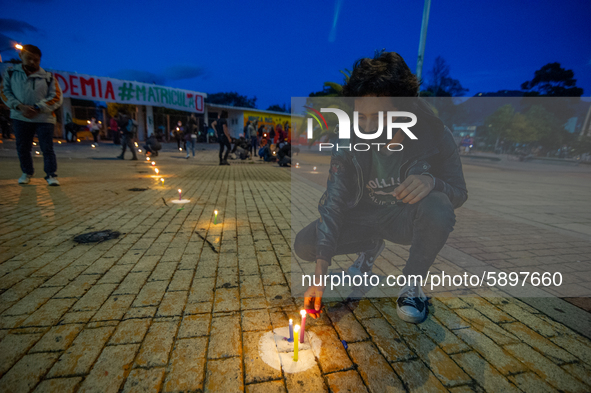 Students strike on the National University of Colombia for a free of charge semester as many of them had been hit by the economic recession...