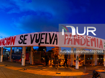 Students strike on the National University of Colombia for a free of charge semester as many of them had been hit by the economic recession...