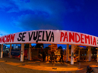 Students strike on the National University of Colombia for a free of charge semester as many of them had been hit by the economic recession...