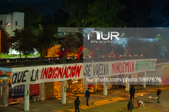 Students strike on the National University of Colombia for a free of charge semester as many of them had been hit by the economic recession...