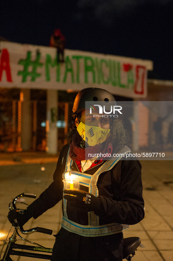 Students strike on the National University of Colombia for a free of charge semester as many of them had been hit by the economic recession...