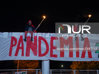 Students strike on the National University of Colombia for a free of charge semester as many of them had been hit by the economic recession...