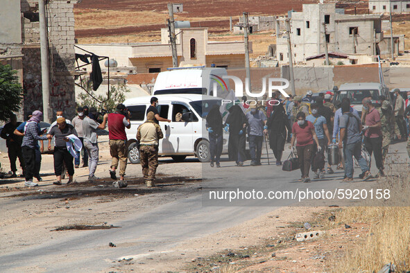 A prisoner exchange deal between the Headquarters for the Liberation of Al-Sham and the Syrian regime near the town of Ma`rat al-Na`asan in...