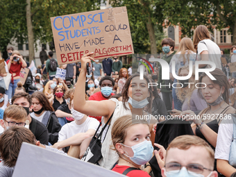 Youth protests at Parliament square against a new exam rating system which has been introduced in British education system - London, England...