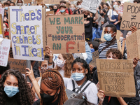 Youth protests in front of the Department for Education as a new exam rating system has been introduced in British education system - London...