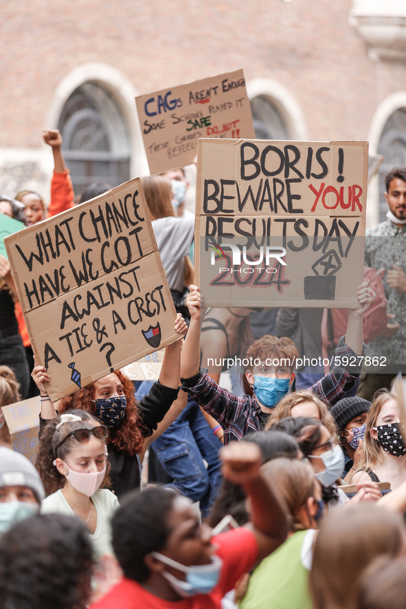 Youth protests in front of the Department for Education as a new exam rating system has been introduced in British education system - London...