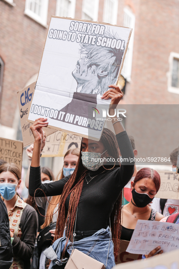 Youth protests in front of the Department for Education as a new exam rating system has been introduced in British education system - London...