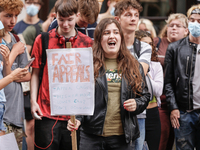 Youth protests in front of the Department for Education as a new exam rating system has been introduced in British education system - London...