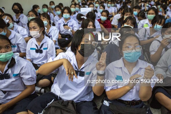 The ''Bad Students'' student activist group gathered at Thailand's Ministry of Education in Bangkok, Thailand, on August 19, 2020 to protest...