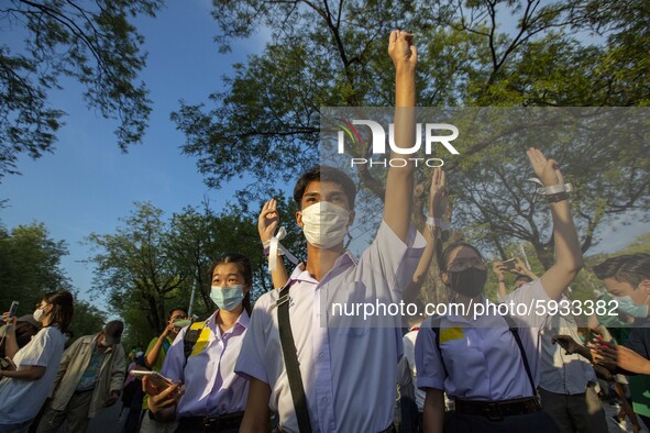 The ''Bad Students'' student activist group gathered at Thailand's Ministry of Education in Bangkok, Thailand, on August 19, 2020 to protest...