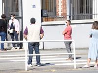 Students leaving college on the first day of school on September 1, 2020 in Chateaubriant, in western France. Due to the coronavirus epidemi...