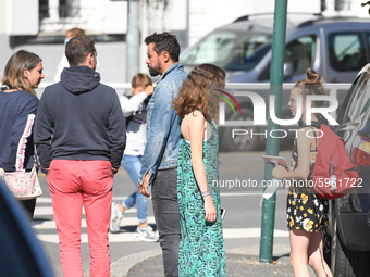 Students leaving college on the first day of school on September 1, 2020 in Chateaubriant, in western France. Due to the coronavirus epidemi...