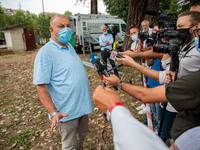 Paolo Limonta attends the installation of the first temporary class modules to increase security during the Coronavirus (Covid-19) pandemic...