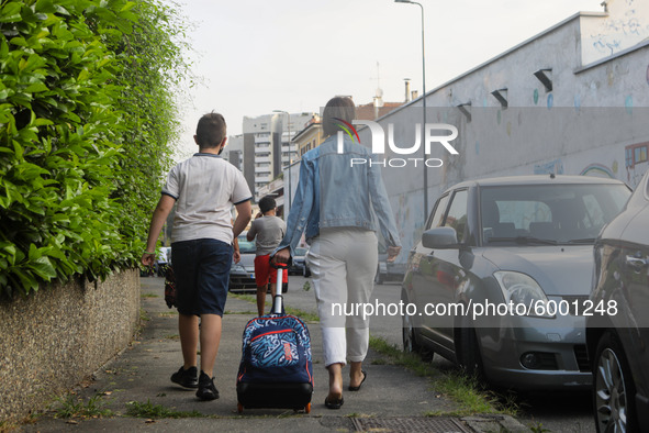 Reopening of schools after the forced closure due to the Coronavirus emergency in Italy, Milan, Italy, on September 14, 2020 