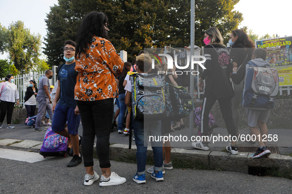 Reopening of schools after the forced closure due to the Coronavirus emergency in Italy, Milan, Italy, on September 14, 2020 