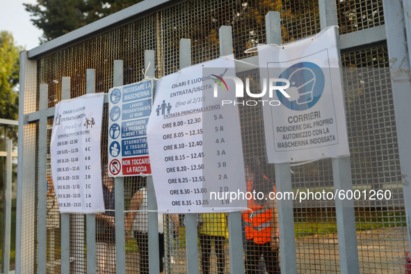 Reopening of schools after the forced closure due to the Coronavirus emergency in Italy, Milan, Italy, on September 14, 2020 