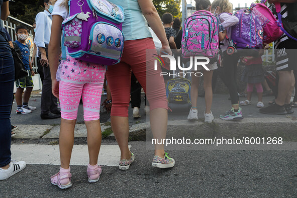 Reopening of schools after the forced closure due to the Coronavirus emergency in Italy, Milan, Italy, on September 14, 2020 