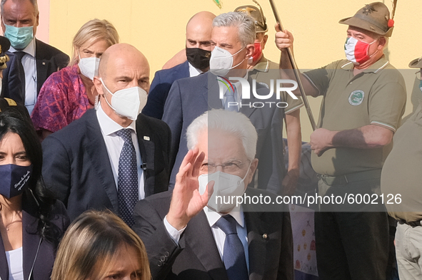 The President of the Italian Republic Sergio Mattarella arrives, on the occasion of the reopening of schools and the start of the new school...