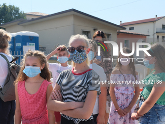 On the occasion of the reopening of schools and the start of the new school year, students attend  'Tutti a scuola' (Everyone At School) eve...