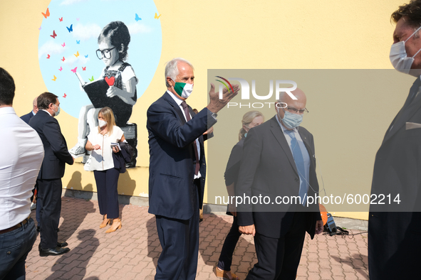 President of the Italian National Olympic Committee (CONI) Giovanni Malago arrives, on the occasion of the reopening of schools and the star...