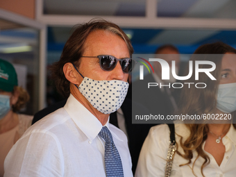 Head coach Italy Roberto Mancini arrives, on the occasion of the reopening of schools and the start of the new school year,  'Tutti a scuola...