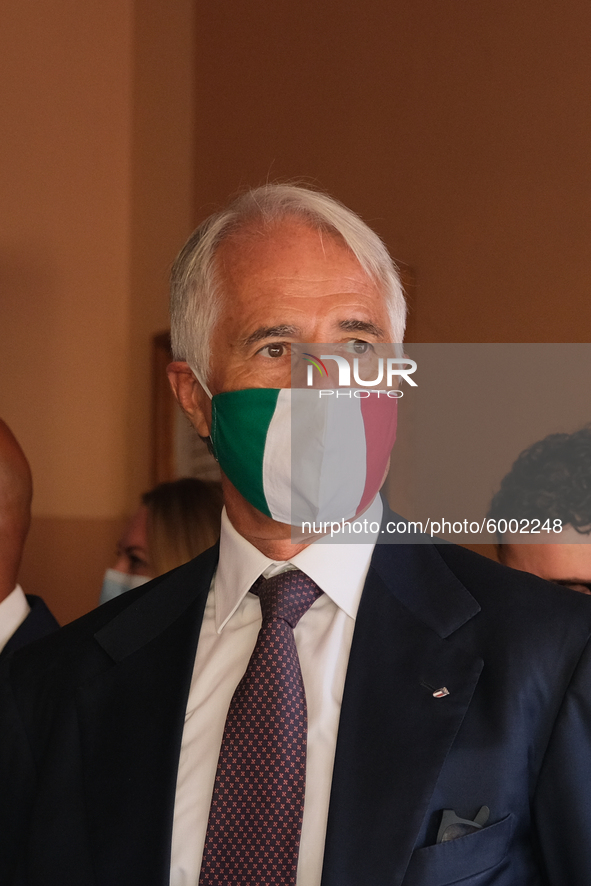 President of the Italian National Olympic Committee (CONI) Giovanni Malago arrives, on the occasion of the reopening of schools and the star...