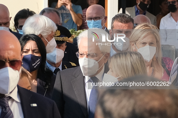 The President of the Italian Republic Sergio Mattarella arrives, on the occasion of the reopening of schools and the start of the new school...