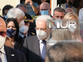 The President of the Italian Republic Sergio Mattarella arrives, on the occasion of the reopening of schools and the start of the new school...