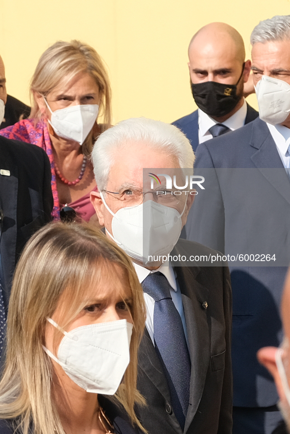 The President of the Italian Republic Sergio Mattarella arrives, on the occasion of the reopening of schools and the start of the new school...