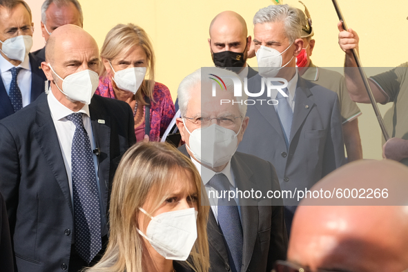 The President of the Italian Republic Sergio Mattarella arrives, on the occasion of the reopening of schools and the start of the new school...