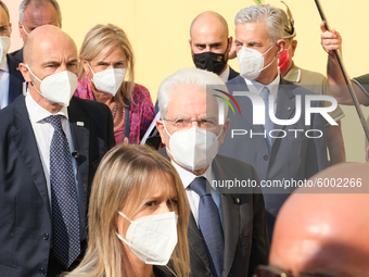 The President of the Italian Republic Sergio Mattarella arrives, on the occasion of the reopening of schools and the start of the new school...