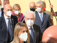 The President of the Italian Republic Sergio Mattarella arrives, on the occasion of the reopening of schools and the start of the new school...