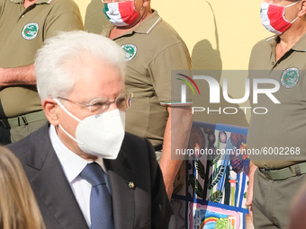 The President of the Italian Republic Sergio Mattarella arrives, on the occasion of the reopening of schools and the start of the new school...