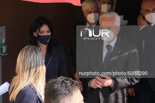 The President of the Italian Republic Sergio Mattarella arrives, on the occasion of the reopening of schools and the start of the new school...