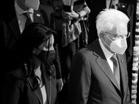 (EDITOR'S NOTE: Image was converted to black and white) The President of the Italian Republic Sergio Mattarella arrives, on the occasion of...