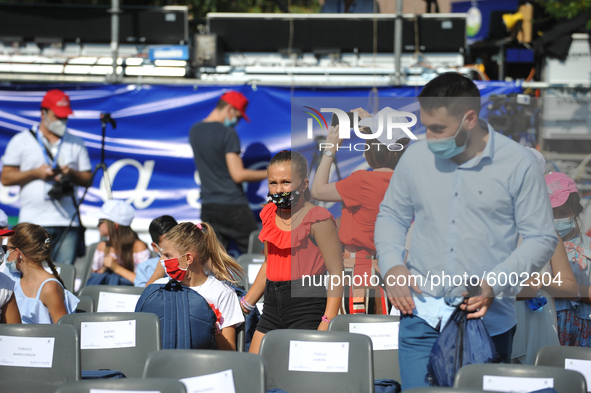 On the occasion of the reopening of schools and the start of the new school year, students attend  'Tutti a scuola' (Everyone At School) eve...