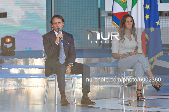 Head coach Italy Roberto Mancini speaks, on the occasion of the reopening of schools and the start of the new school year,  'Tutti a scuola'...