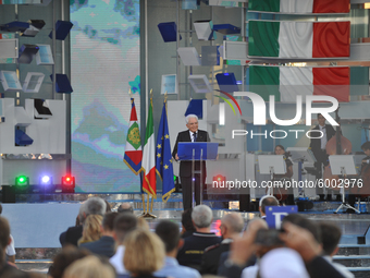 The President of the Italian Republic Sergio Mattarella speaks, on the occasion of the reopening of schools and the start of the new school...