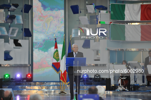 The President of the Italian Republic Sergio Mattarella speaks, on the occasion of the reopening of schools and the start of the new school...