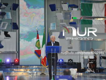 The President of the Italian Republic Sergio Mattarella speaks, on the occasion of the reopening of schools and the start of the new school...