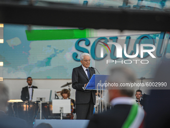 The President of the Italian Republic Sergio Mattarella speaks, on the occasion of the reopening of schools and the start of the new school...